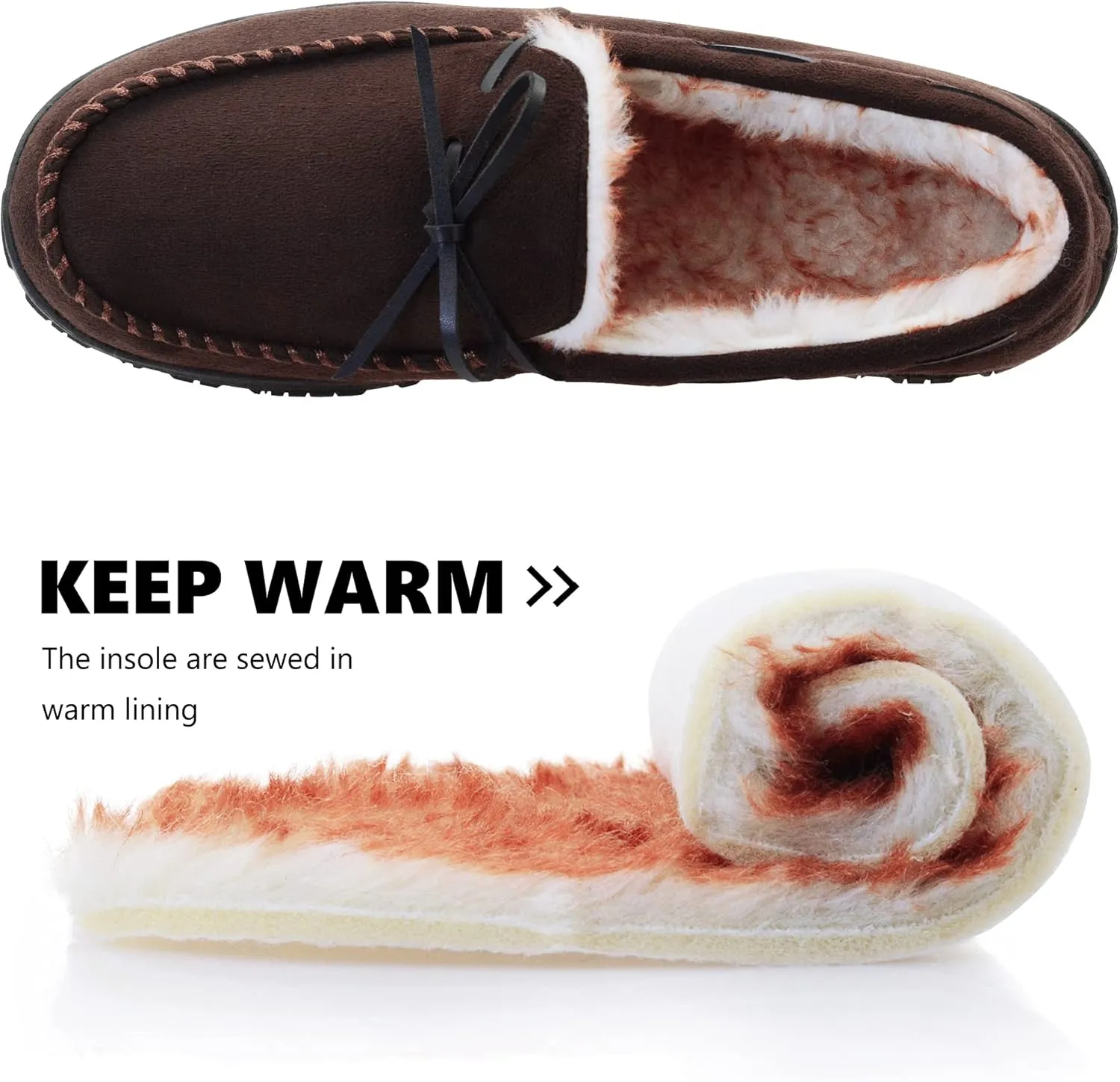 VLLy Mens Slippers Moccasins with Plush Lined Cozy House Bedroom Shoes for Men