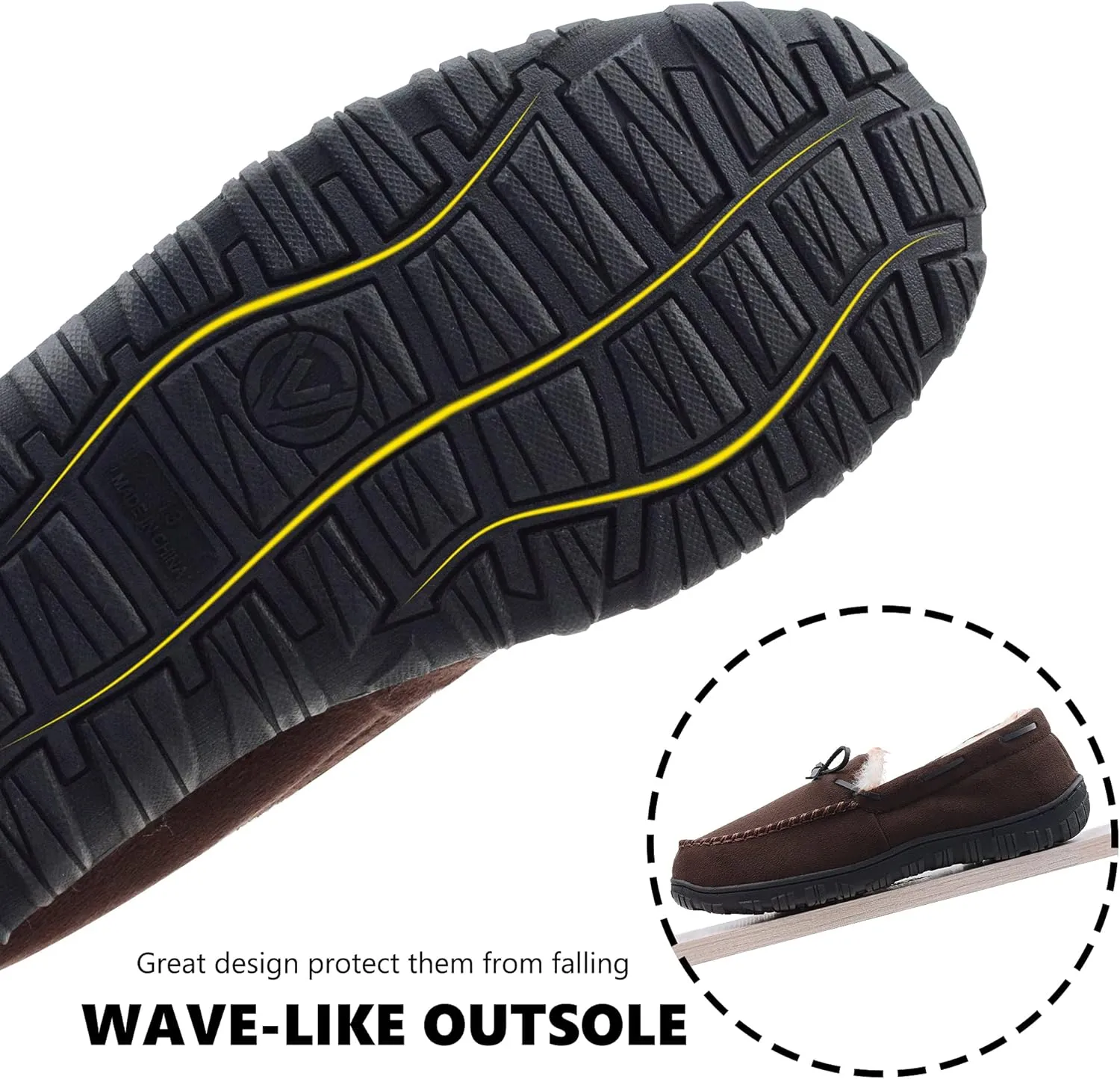 VLLy Mens Slippers Moccasins with Plush Lined Cozy House Bedroom Shoes for Men
