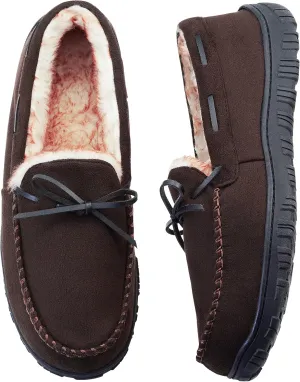 VLLy Mens Slippers Moccasins with Plush Lined Cozy House Bedroom Shoes for Men