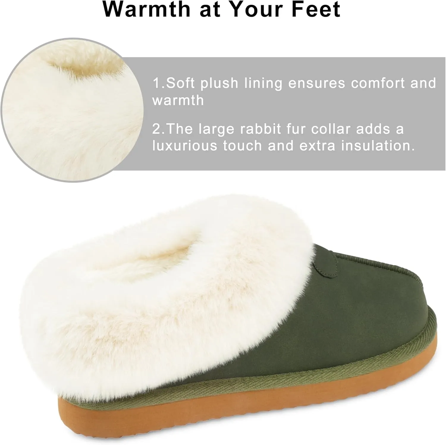 VONMAY Women's Fuzzy Memory Foam Slippers Fluffy Slip On Cozy Warm Winter House Shoes Plush Faux Fur Lining Lightweight Anti Slip Sole Indoor and Outdoor