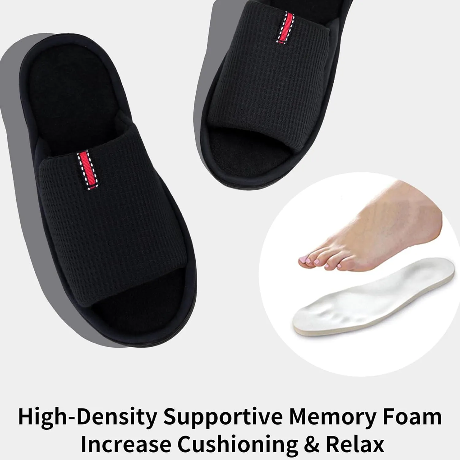 WALKFUN Lightweight House Slippers for Men Open Toe Soft Indoor Slip on Mens Slides Sandals with Memory Foam for Bedroom Patio£¬All Seasons