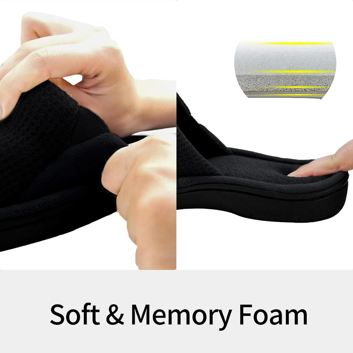 WALKFUN Lightweight House Slippers for Men Open Toe Soft Indoor Slip on Mens Slides Sandals with Memory Foam for Bedroom Patio£¬All Seasons