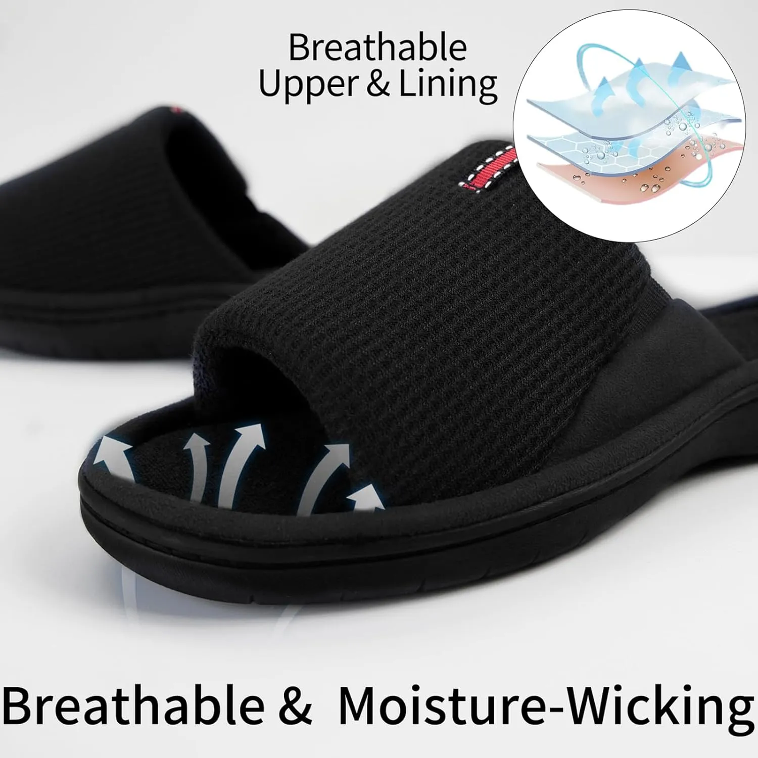 WALKFUN Lightweight House Slippers for Men Open Toe Soft Indoor Slip on Mens Slides Sandals with Memory Foam for Bedroom Patio£¬All Seasons