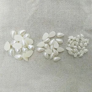 Water Drop Cabochon Cameo Bezel Flatback Imitation Pearls Beads Mobile Case Bridal Shoes Handbag Glue on Bowknot Choker kolye - (Color: 14x9mm 60pcs)