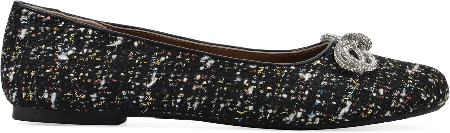 WHITE MOUNTAIN Women's Sashimi Rhinestone Double Bow Ballet Flat