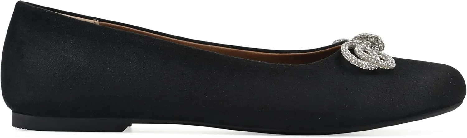 WHITE MOUNTAIN Women's Sashimi Rhinestone Double Bow Ballet Flat