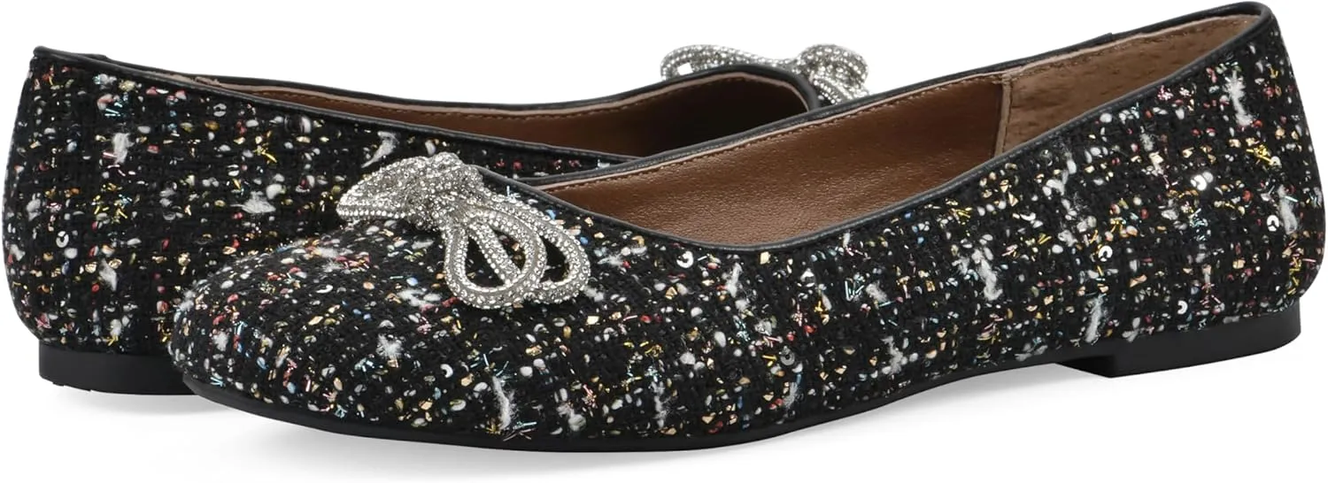 WHITE MOUNTAIN Women's Sashimi Rhinestone Double Bow Ballet Flat