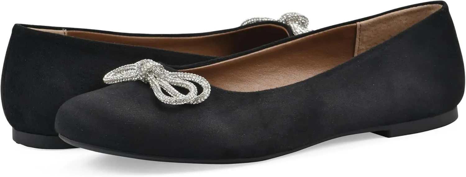 WHITE MOUNTAIN Women's Sashimi Rhinestone Double Bow Ballet Flat