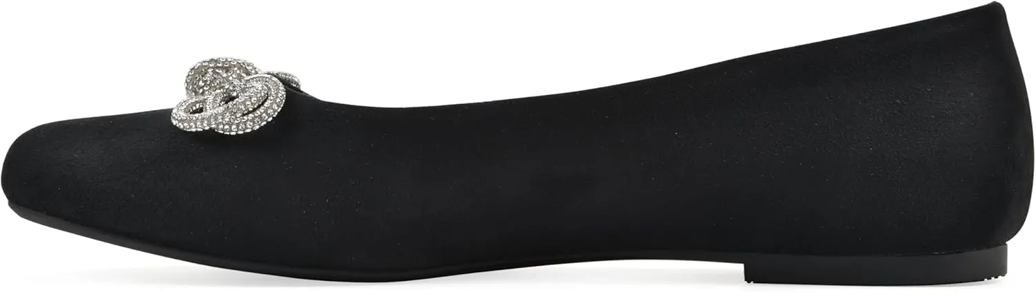 WHITE MOUNTAIN Women's Sashimi Rhinestone Double Bow Ballet Flat