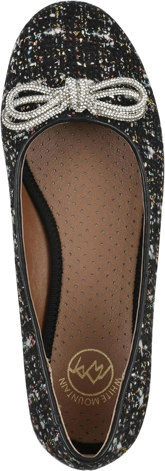 WHITE MOUNTAIN Women's Sashimi Rhinestone Double Bow Ballet Flat