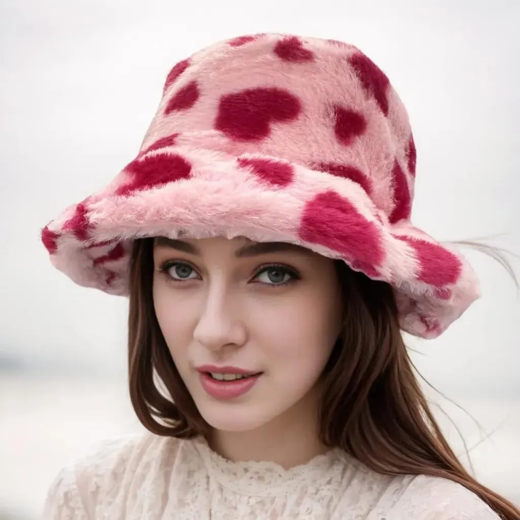 Winter Bucket Hats for Women Faux Fur Bucket Hat Fuzzy Hat Sherpa Hat Warm Plush Fisherman Fluffy Men Hat