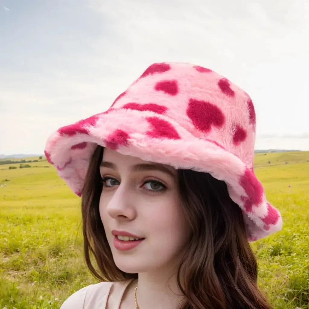 Winter Bucket Hats for Women Faux Fur Bucket Hat Fuzzy Hat Sherpa Hat Warm Plush Fisherman Fluffy Men Hat