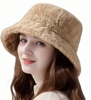Winter Bucket Hats for Women Faux Fur Bucket Hat Fuzzy Hat Sherpa Hat Warm Plush Fisherman Fluffy Men Hat