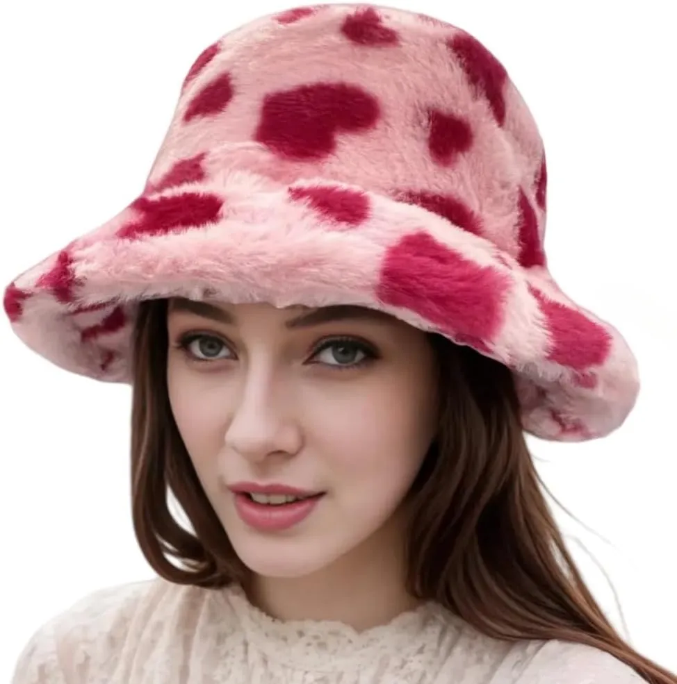 Winter Bucket Hats for Women Faux Fur Bucket Hat Fuzzy Hat Sherpa Hat Warm Plush Fisherman Fluffy Men Hat