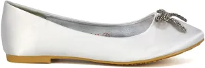 Women Flat Bridal Satin Slip On Ballerina Pumps Ladies Bow Bridesmaid Shoes Size 3-8