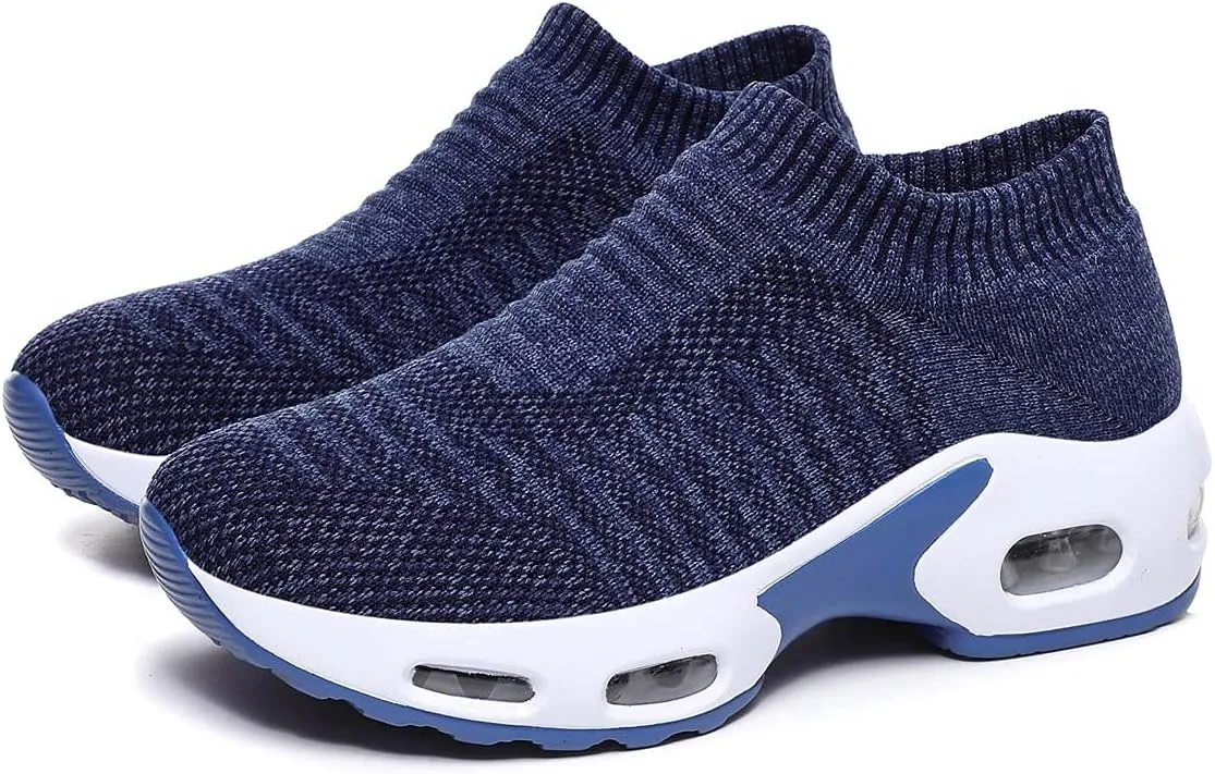 Women Knitted Upper Air Cushion Sole Lightweight Slip-On Sock Sneakers Casual Walking Shoes Doctor and Nurse Work Shoes