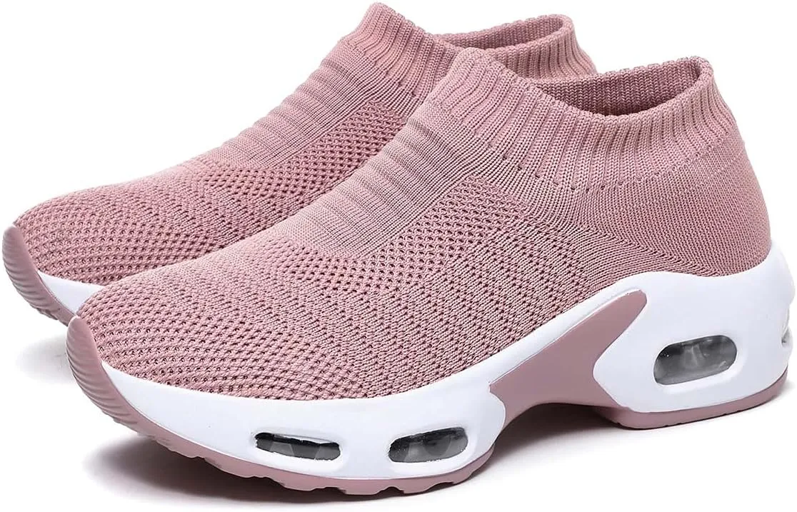 Women Knitted Upper Air Cushion Sole Lightweight Slip-On Sock Sneakers Casual Walking Shoes Doctor and Nurse Work Shoes