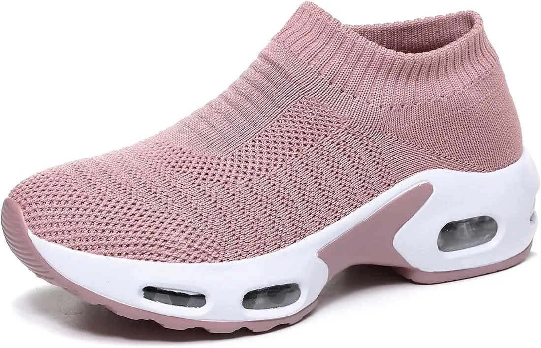 Women Knitted Upper Air Cushion Sole Lightweight Slip-On Sock Sneakers Casual Walking Shoes Doctor and Nurse Work Shoes