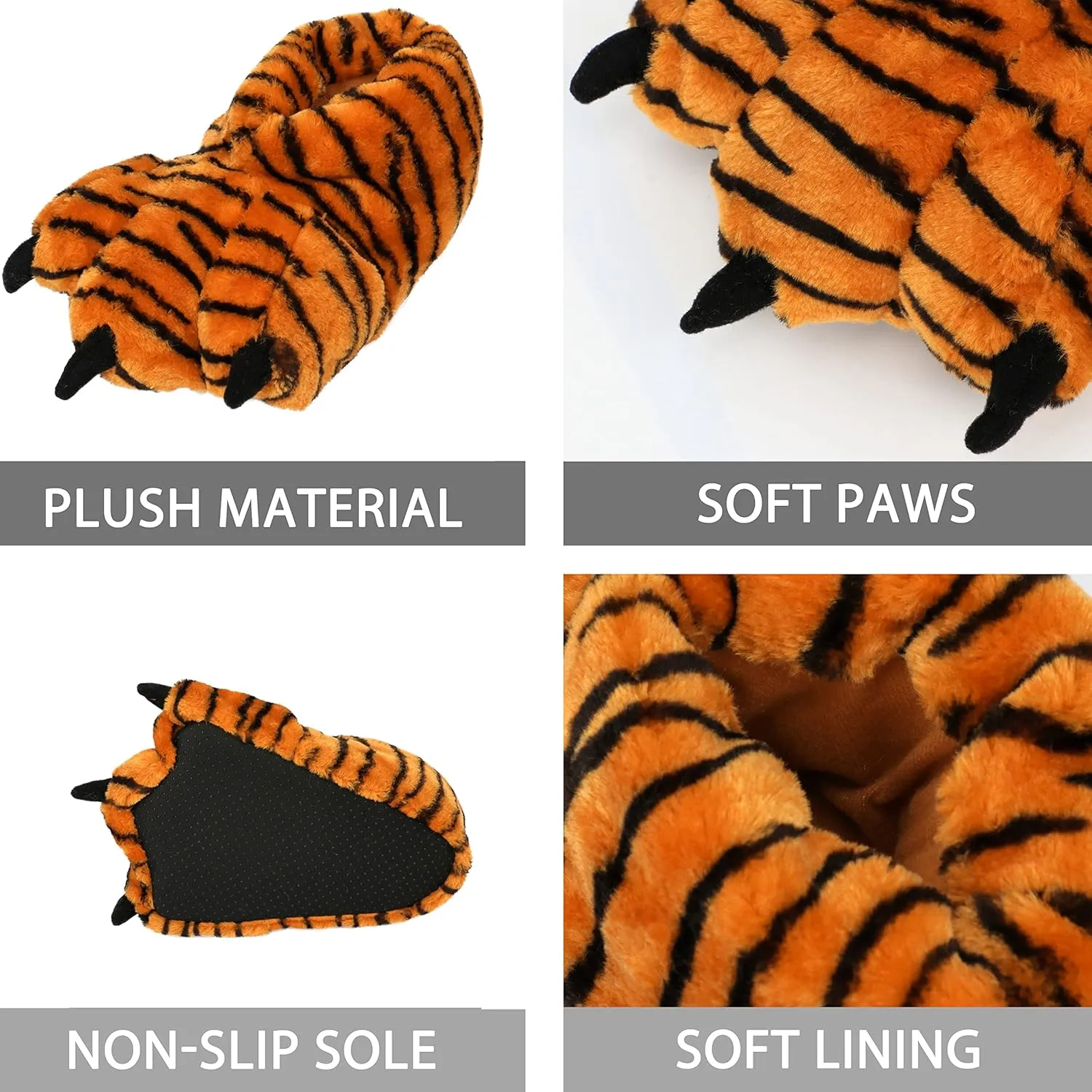 Women Plush Animal Paw Slippers Funny Novelty Bear Claw Slippers Cozy Furry Warm Memory Foam Slippers Gifts for Halloween Christmas