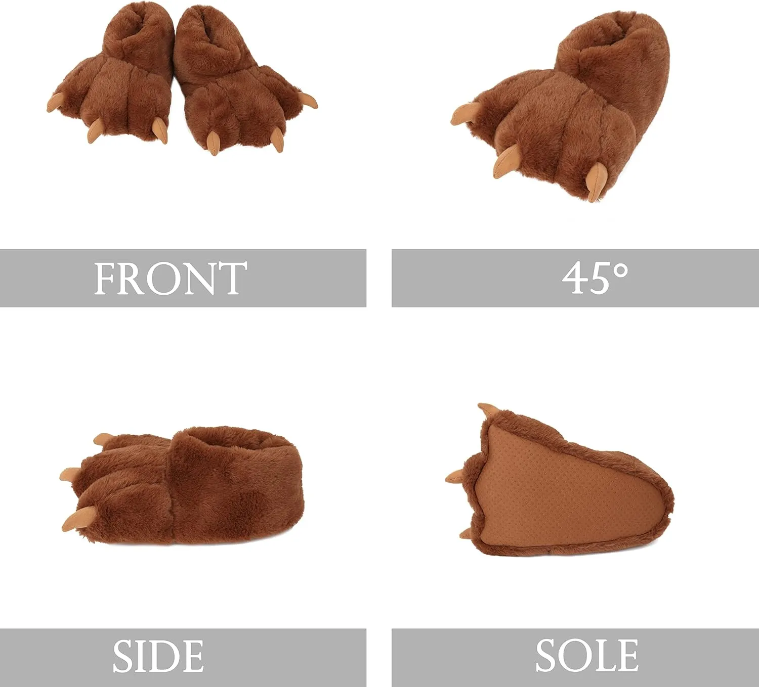 Women Plush Animal Paw Slippers Funny Novelty Bear Claw Slippers Cozy Furry Warm Memory Foam Slippers Gifts for Halloween Christmas