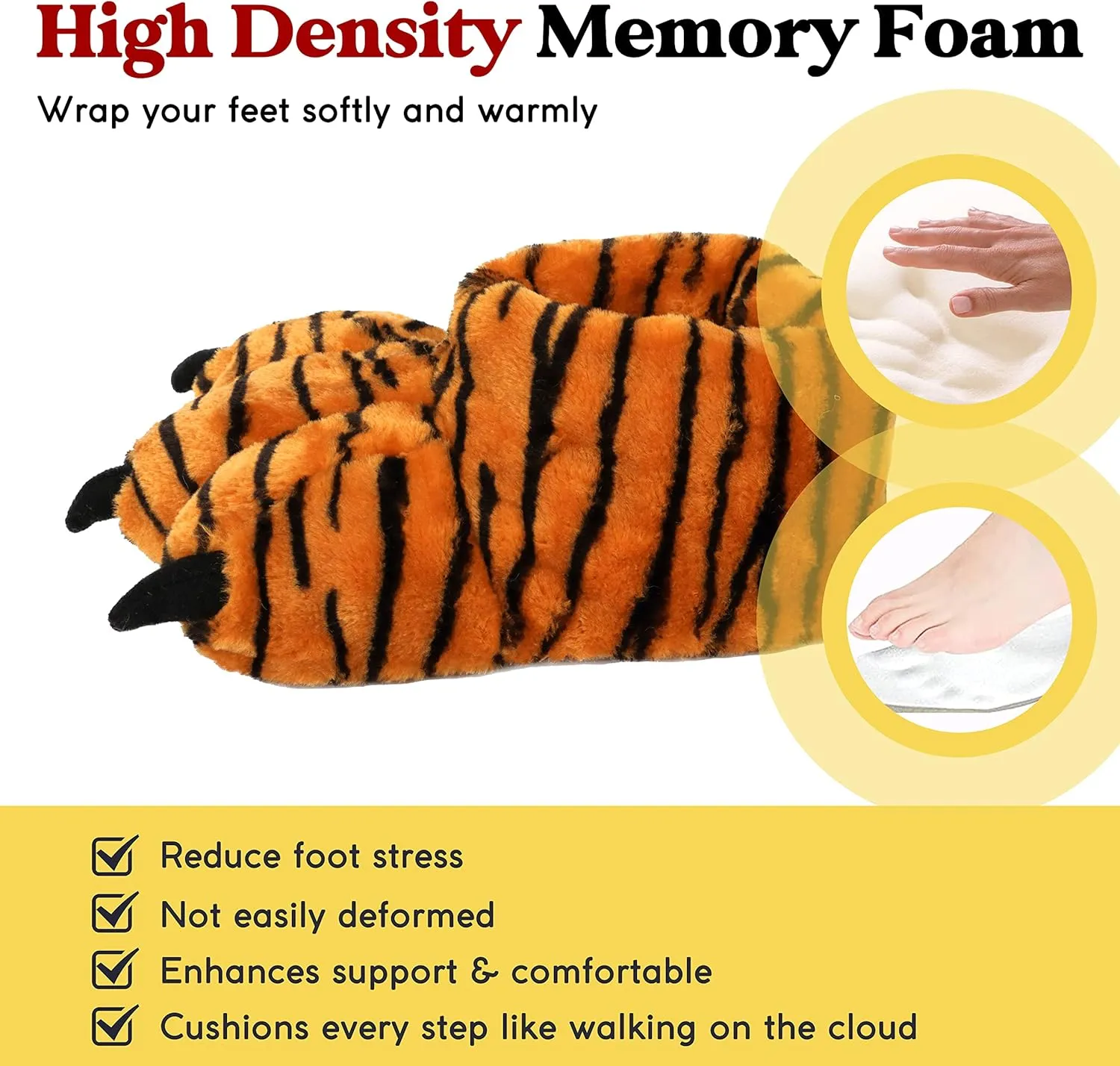 Women Plush Animal Paw Slippers Funny Novelty Bear Claw Slippers Cozy Furry Warm Memory Foam Slippers Gifts for Halloween Christmas