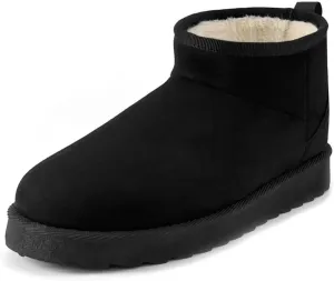 Women Suede Classic Ultra Mini Snow Boots, Faux Fur Lined Slip On Ankle Winter Booties, Womens Warm No Slip Short Boot, Botas De Invierno Para Mujer