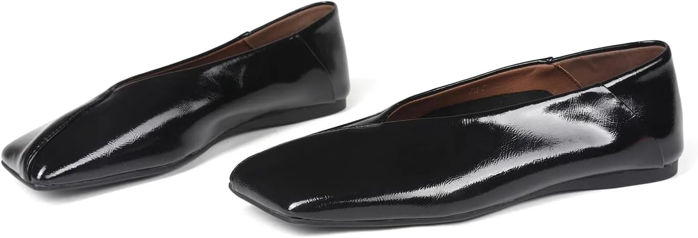 Women's Ballet Flats Closed Square Toe Slip On Flats Comfortable Dressy Casual Work Office Shoes