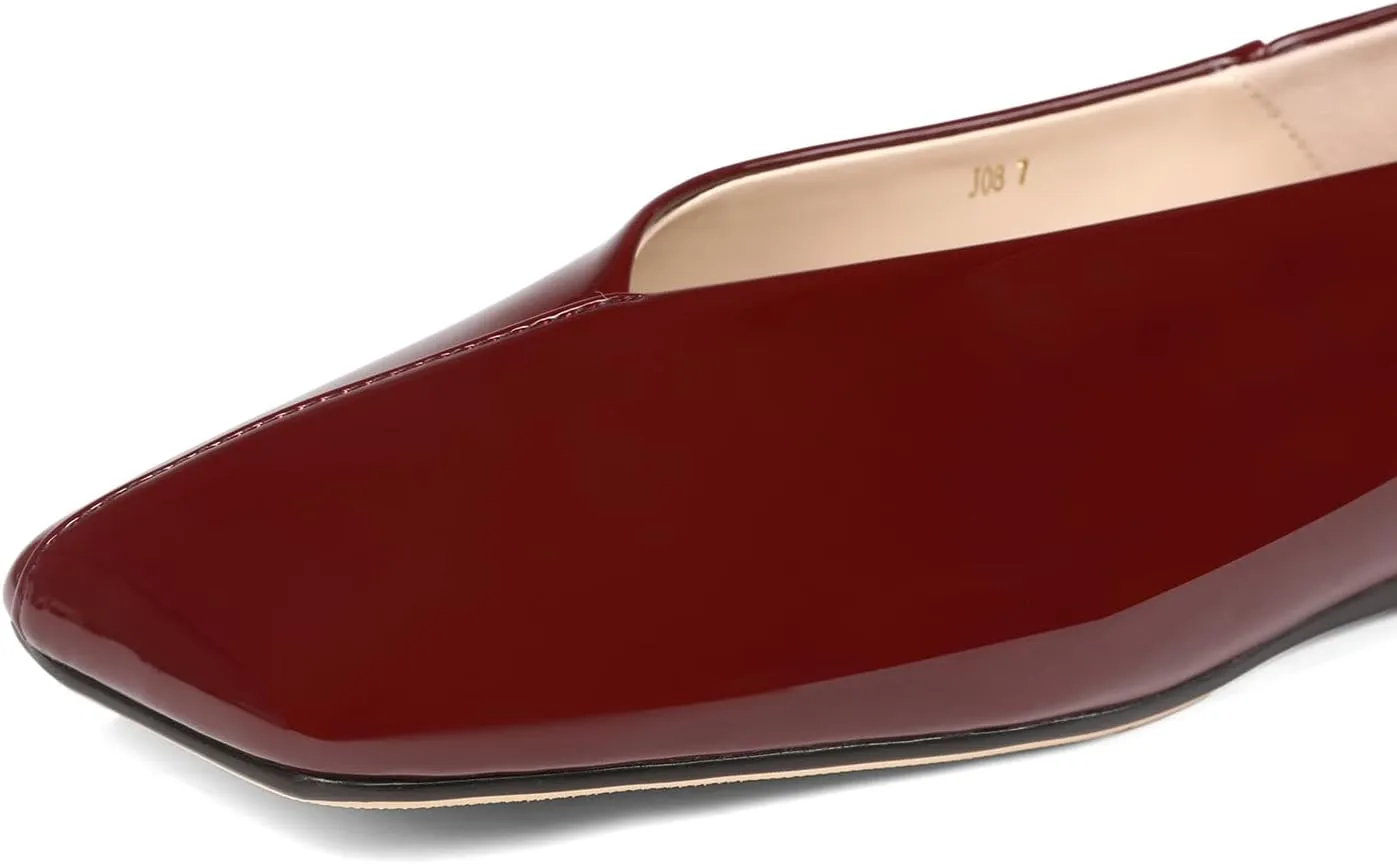Women's Ballet Flats Closed Square Toe Slip On Flats Comfortable Dressy Casual Work Office Shoes