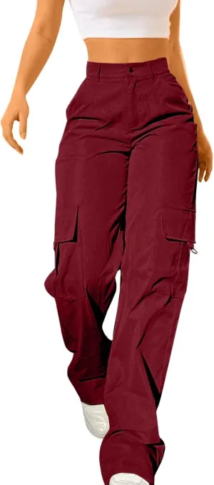 Women's Cargo Jogger Camo Pants with Pockets High Waist Slim Casual Tapered Camouflage Combat Hiking Pants