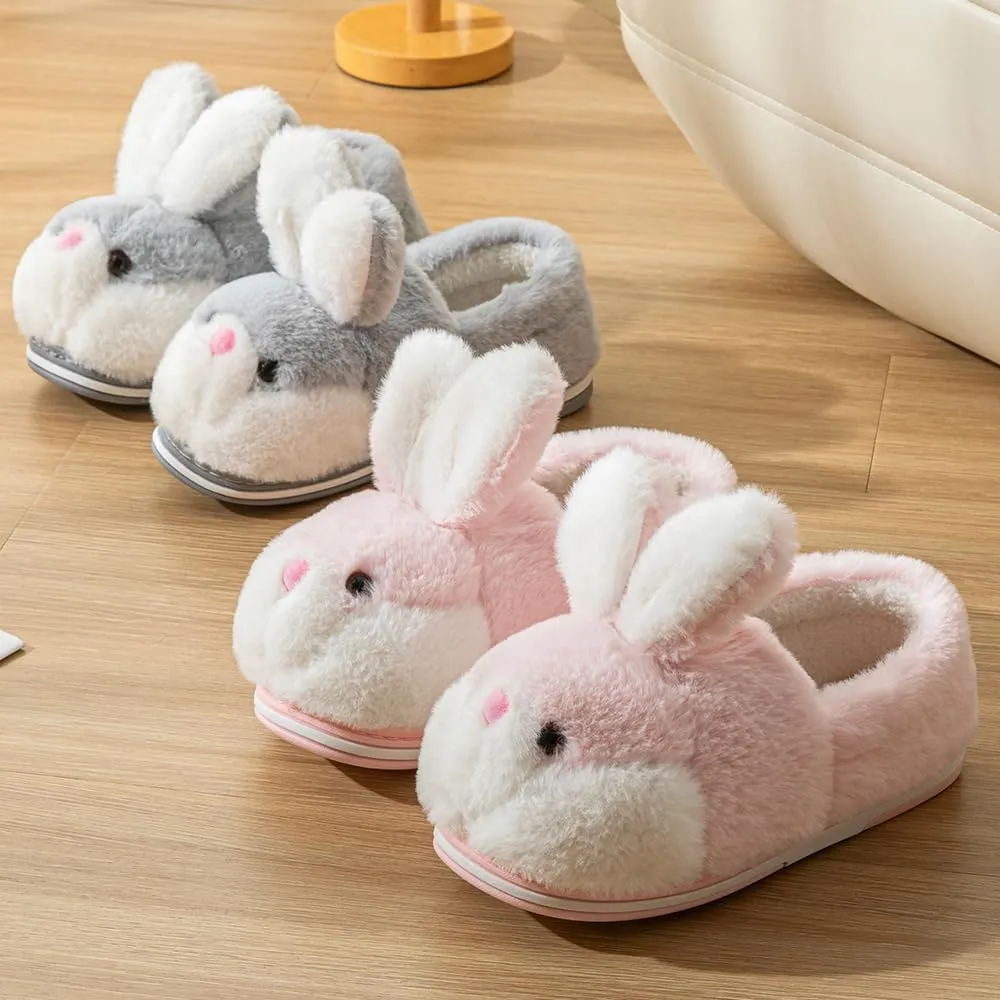 Women's Cute Rabbit Animal Slippers - Novelty Cozy Fuzzy Soft Plush Winter Warm House Shoes Cotton Slippers