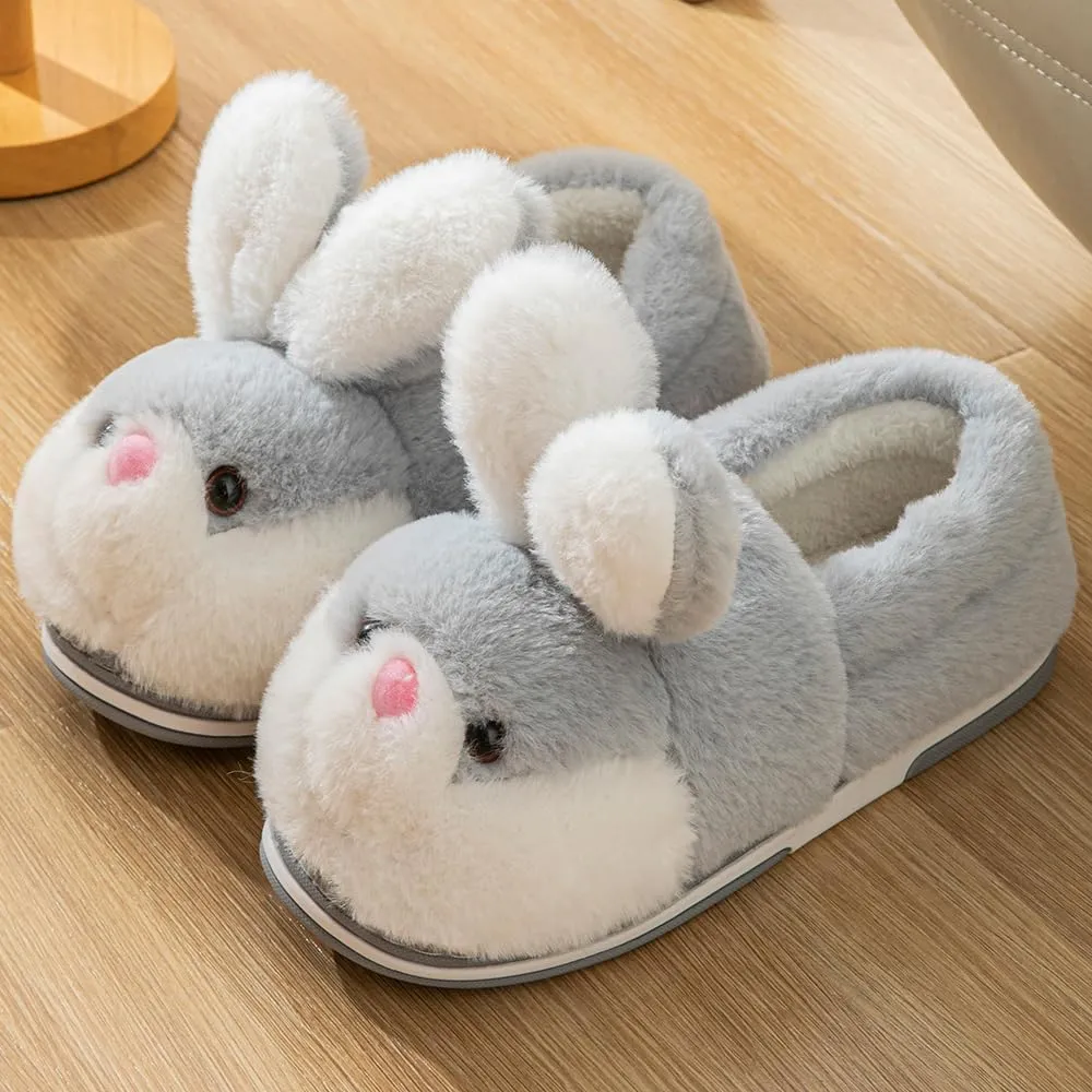 Women's Cute Rabbit Animal Slippers - Novelty Cozy Fuzzy Soft Plush Winter Warm House Shoes Cotton Slippers