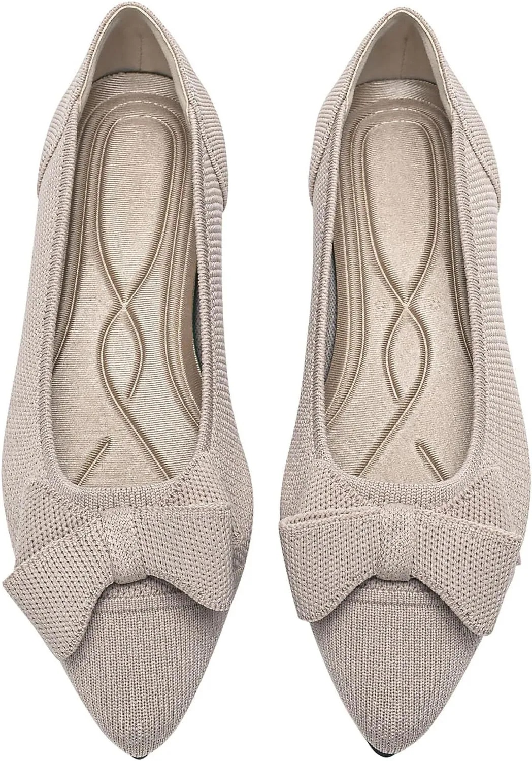 Women's Flats Shoes Comfortable Slip On Shoes Classic Dressy Pointed Toe Bow Knit Ballet Flat