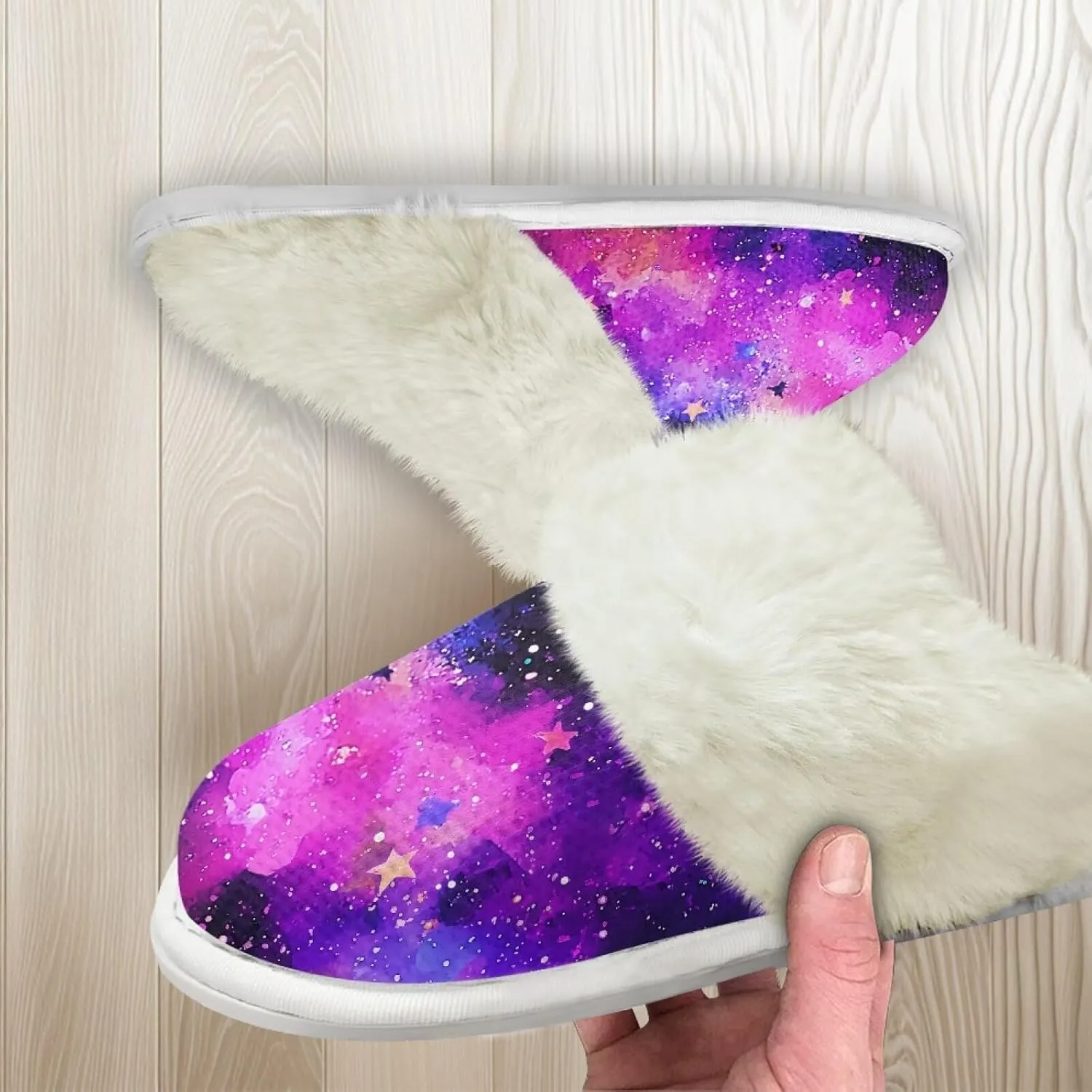 Womens Fur Fuzzy Slippers Faux Fur Lined Bedroom Slipper Lightweight Warm Winter House Shoes Comfortable Indoor and Outdoor Slide Sandals