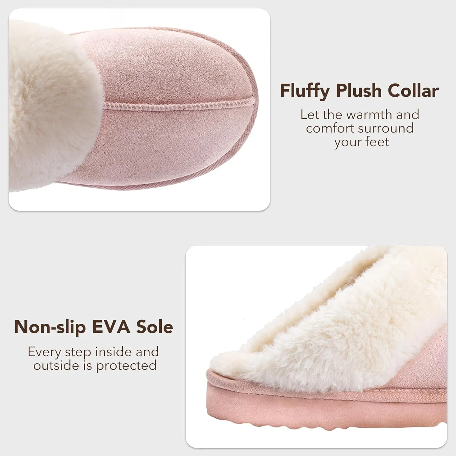 Women's Fuzzy Slippers, Warm and Cozy Slip On Fluffy Winter House Shoes for Women, Comfy Faux Suede Ladies House Slippers Indoor and Outdoor with Memory Foam