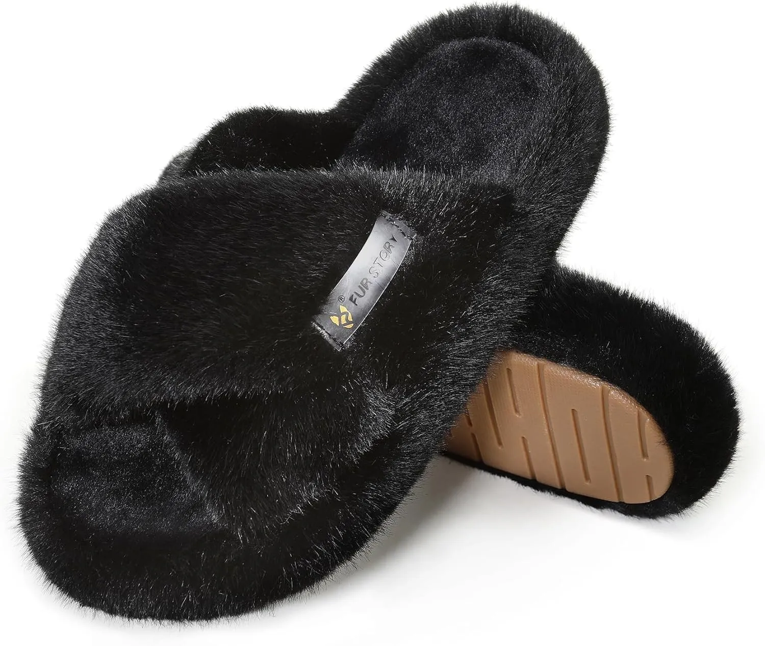 Women's House Slippers Fuzzy Platform Slides Faux Fur Fluffy Sandals Winter Memory Foam Cloud Footwear Latex Insoles
