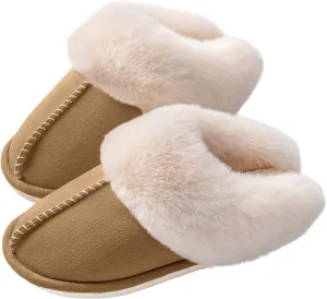 Women's House Slippers Memory Foam Fluffy Soft Slippers, Slip on Winter Warm Shoes for Women