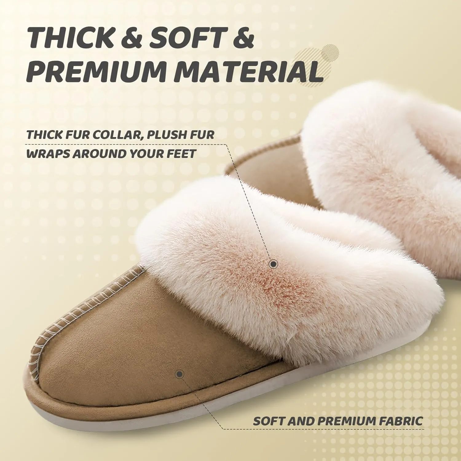 Women's House Slippers Memory Foam Fluffy Soft Slippers, Slip on Winter Warm Shoes for Women