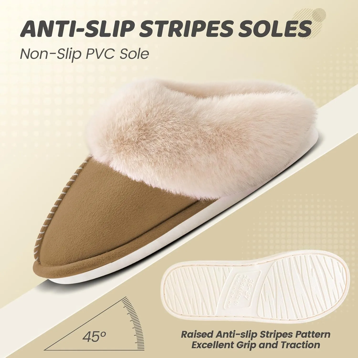Women's House Slippers Memory Foam Fluffy Soft Slippers, Slip on Winter Warm Shoes for Women