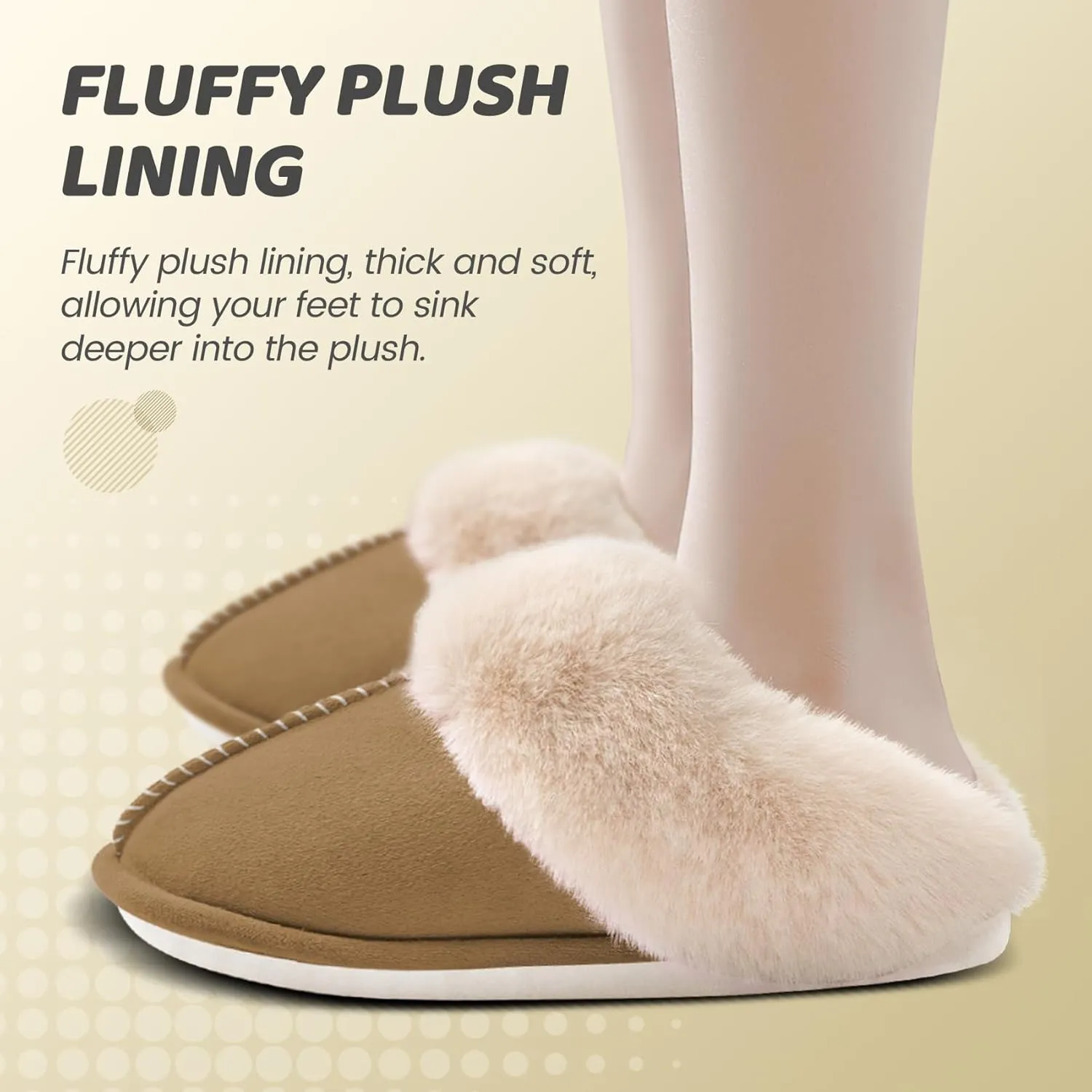 Women's House Slippers Memory Foam Fluffy Soft Slippers, Slip on Winter Warm Shoes for Women