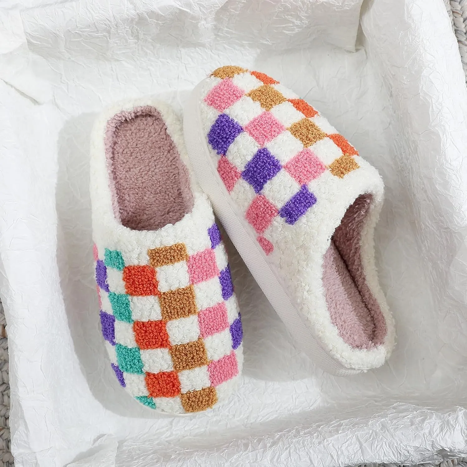 Women's Men's Bolt Happy Leopard Print Slippers Memory Foam Soft Plush Slippers Warm Non-Slip Home Shoes