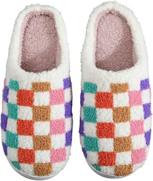 Women's Men's Bolt Happy Leopard Print Slippers Memory Foam Soft Plush Slippers Warm Non-Slip Home Shoes