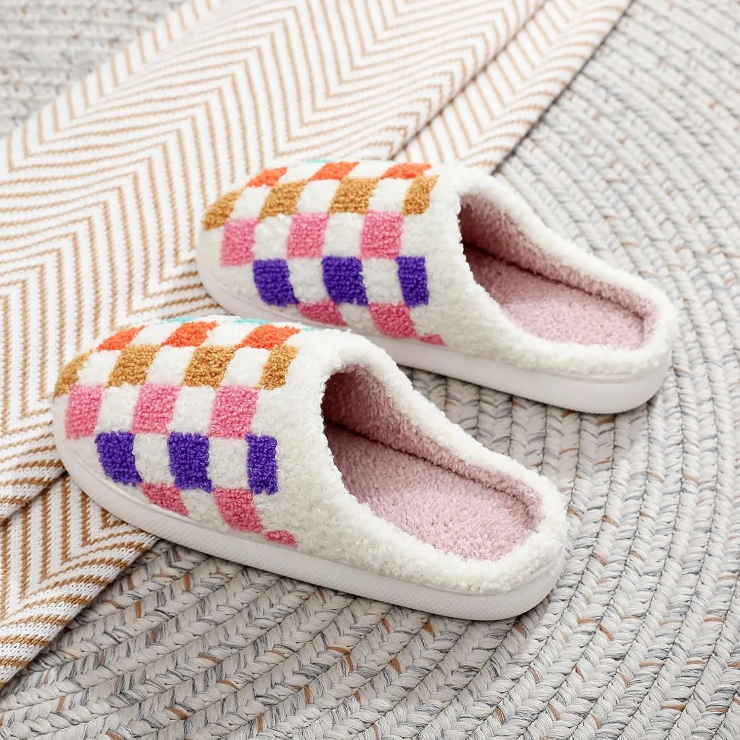 Women's Men's Bolt Happy Leopard Print Slippers Memory Foam Soft Plush Slippers Warm Non-Slip Home Shoes
