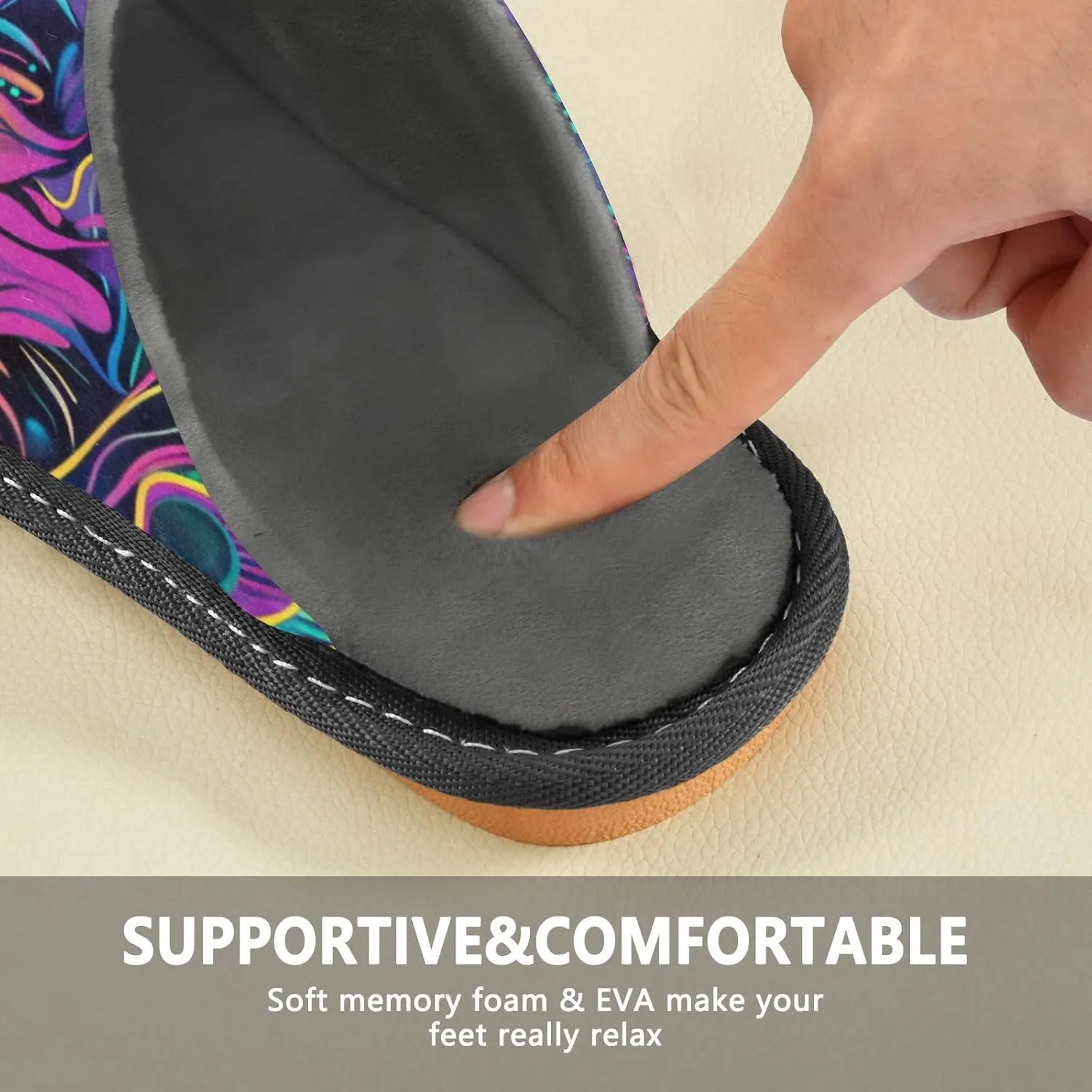 Women's Mens Cute Pattern Chic Cosy Slip-On Slippers,Casual Linning Breathable Memory Foam Scuff Winter House Bedroom Shoes Gift for Unisex Indoor/Outdoor Size 4-11
