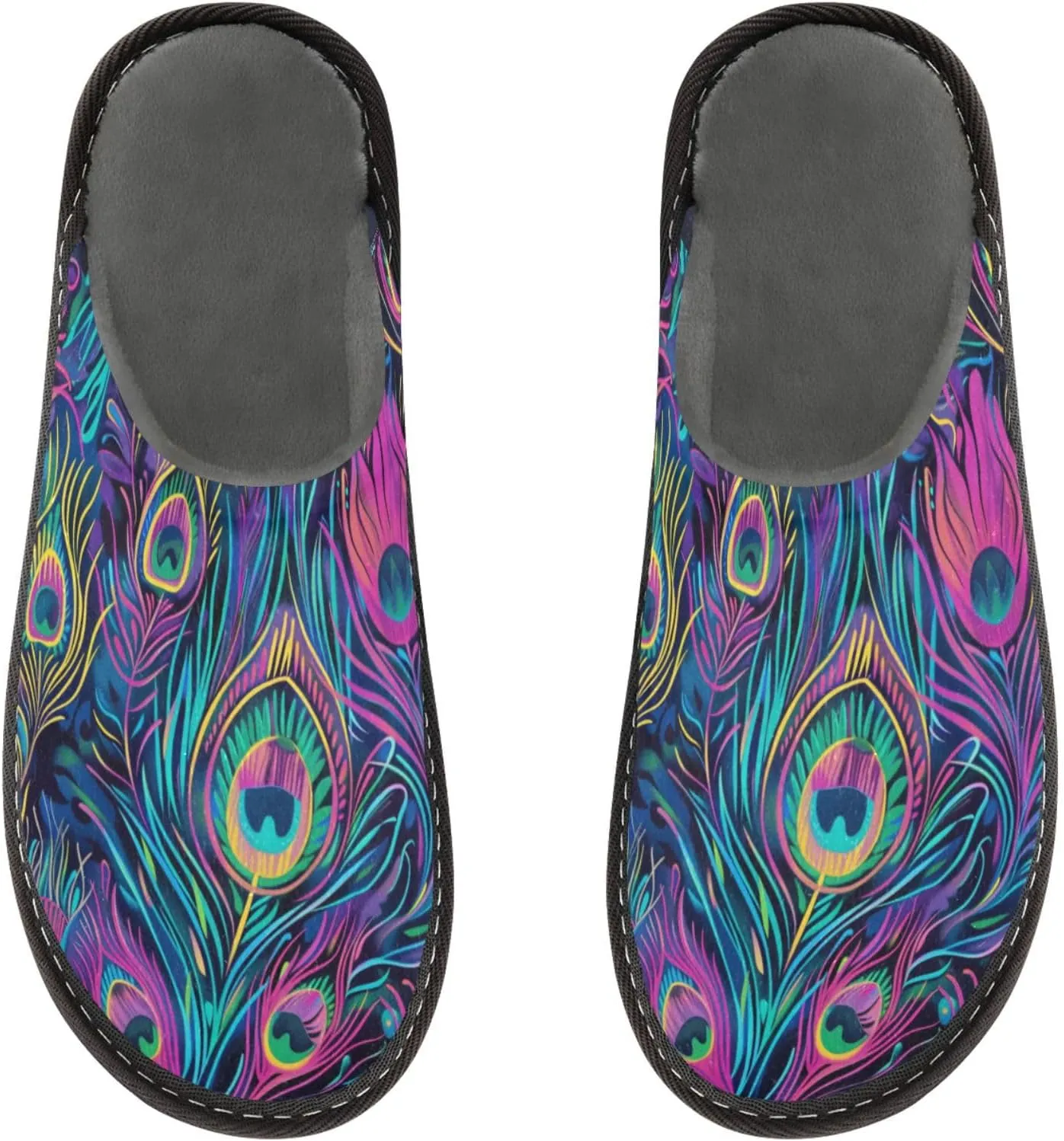 Women's Mens Cute Pattern Chic Cosy Slip-On Slippers,Casual Linning Breathable Memory Foam Scuff Winter House Bedroom Shoes Gift for Unisex Indoor/Outdoor Size 4-11