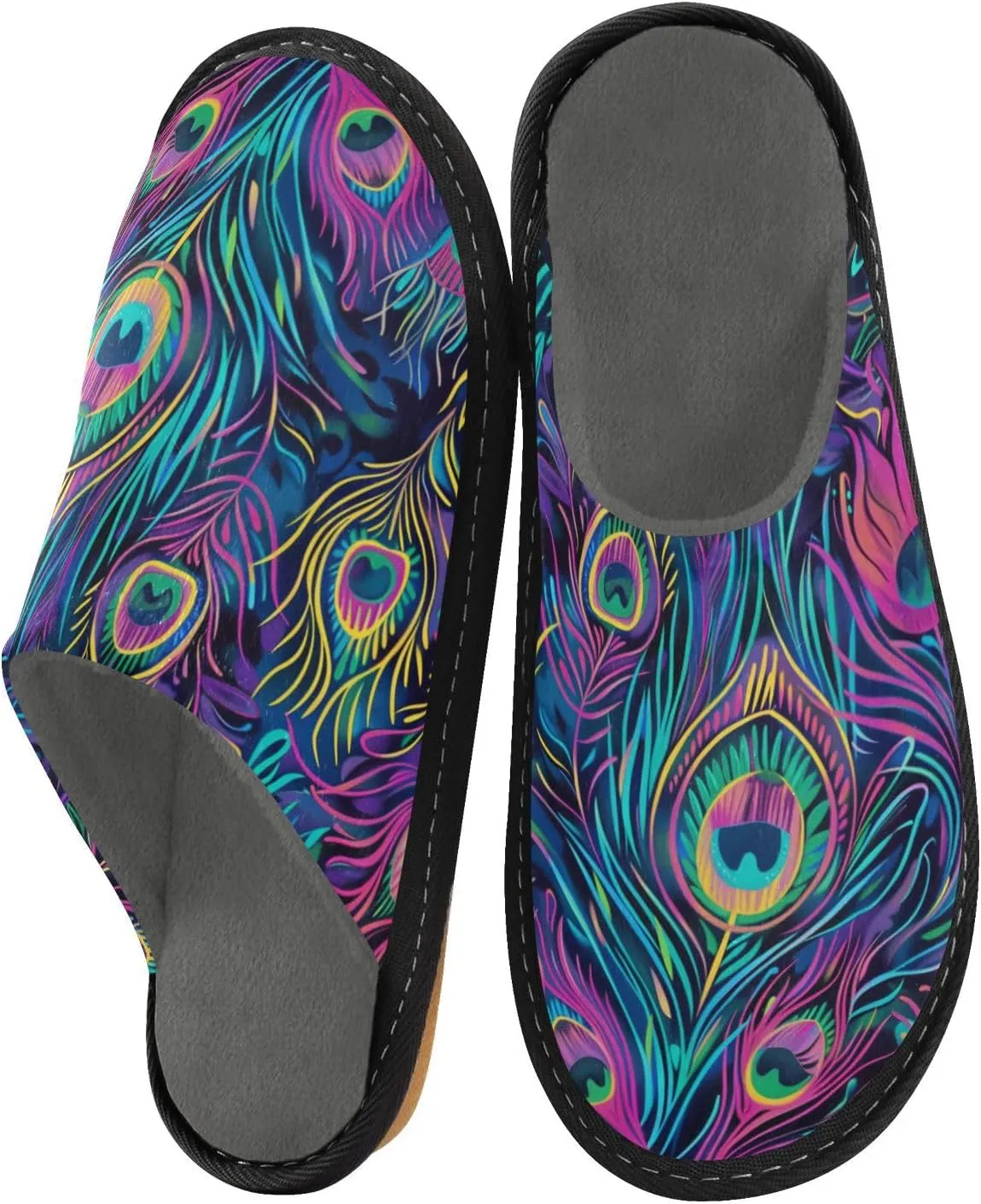 Women's Mens Cute Pattern Chic Cosy Slip-On Slippers,Casual Linning Breathable Memory Foam Scuff Winter House Bedroom Shoes Gift for Unisex Indoor/Outdoor Size 4-11