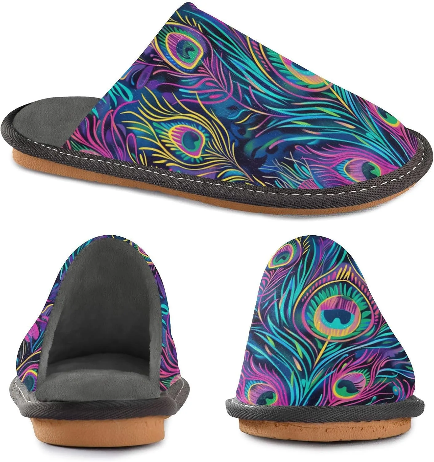 Women's Mens Cute Pattern Chic Cosy Slip-On Slippers,Casual Linning Breathable Memory Foam Scuff Winter House Bedroom Shoes Gift for Unisex Indoor/Outdoor Size 4-11