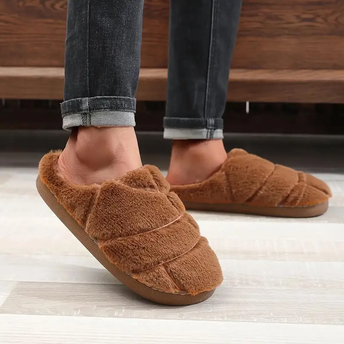 Womens Mens Dachshund Slippers Cute Dog Cartoon Bow Slippers Fuzzy Warm Plush Couple House Shoes
