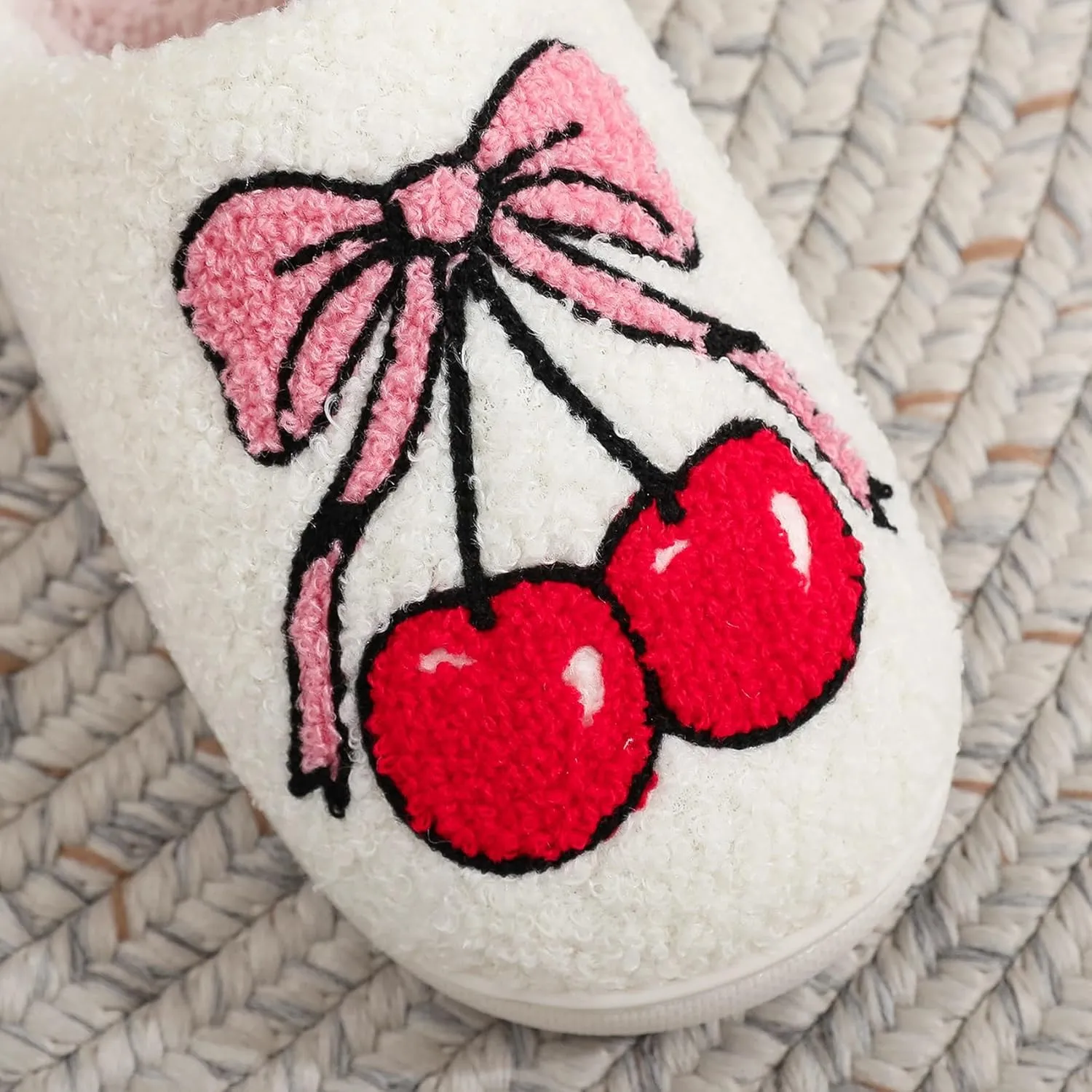 Womens Mens Plant Animal Fruit Slippers Retro Cozy Fluffy Plush Slipper Embroidered printing Warm Memory Foam Indoor Outdoor House Shoes