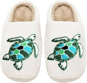 Womens Mens Plant Animal Fruit Slippers Retro Cozy Fluffy Plush Slipper Embroidered printing Warm Memory Foam Indoor Outdoor House Shoes