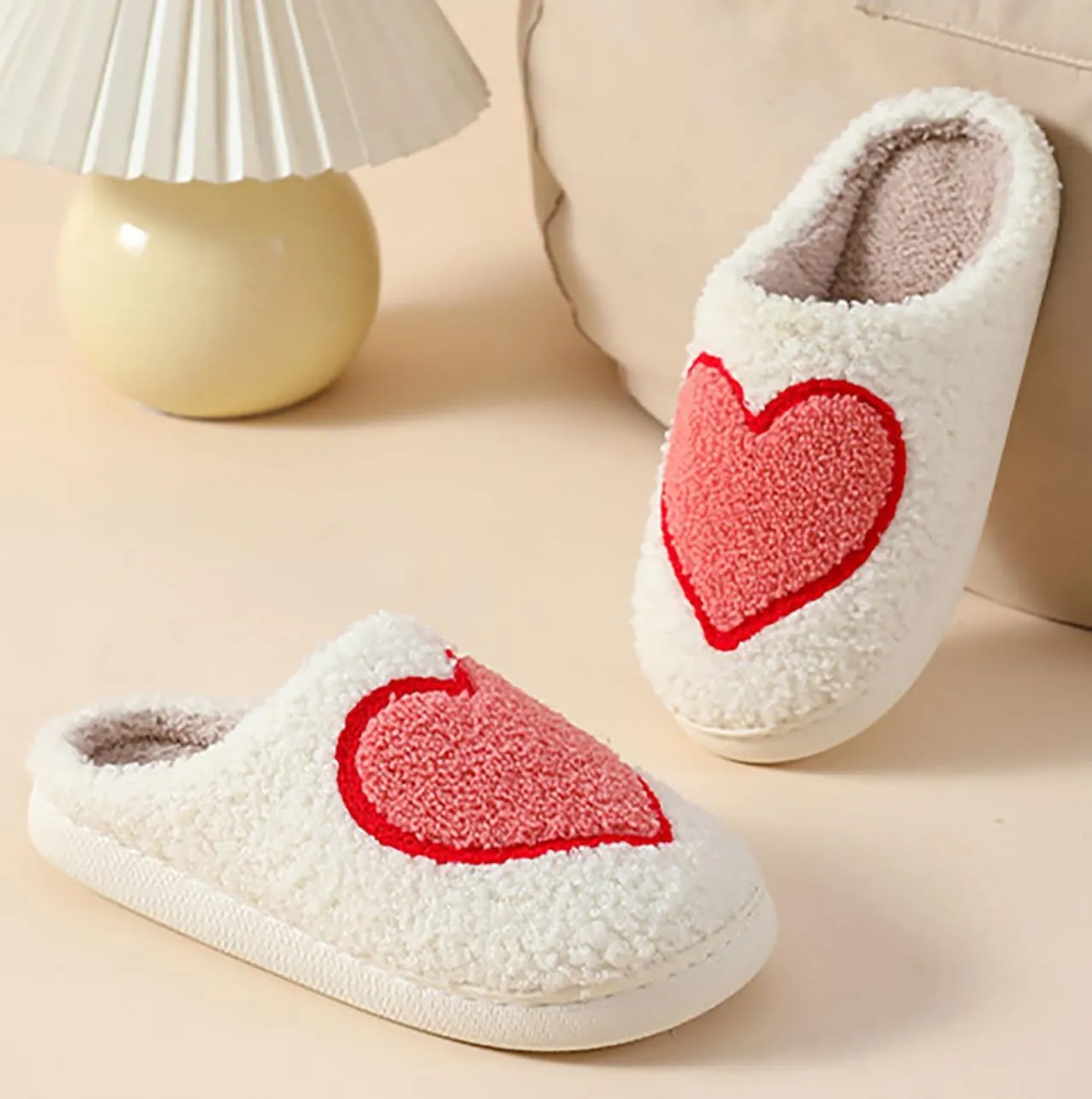 Women's Men's Retro Leopard Print Smiley Slippers Lightning Bolt Memory Foam Soft Plush Warm Non-Slip Home Shoes